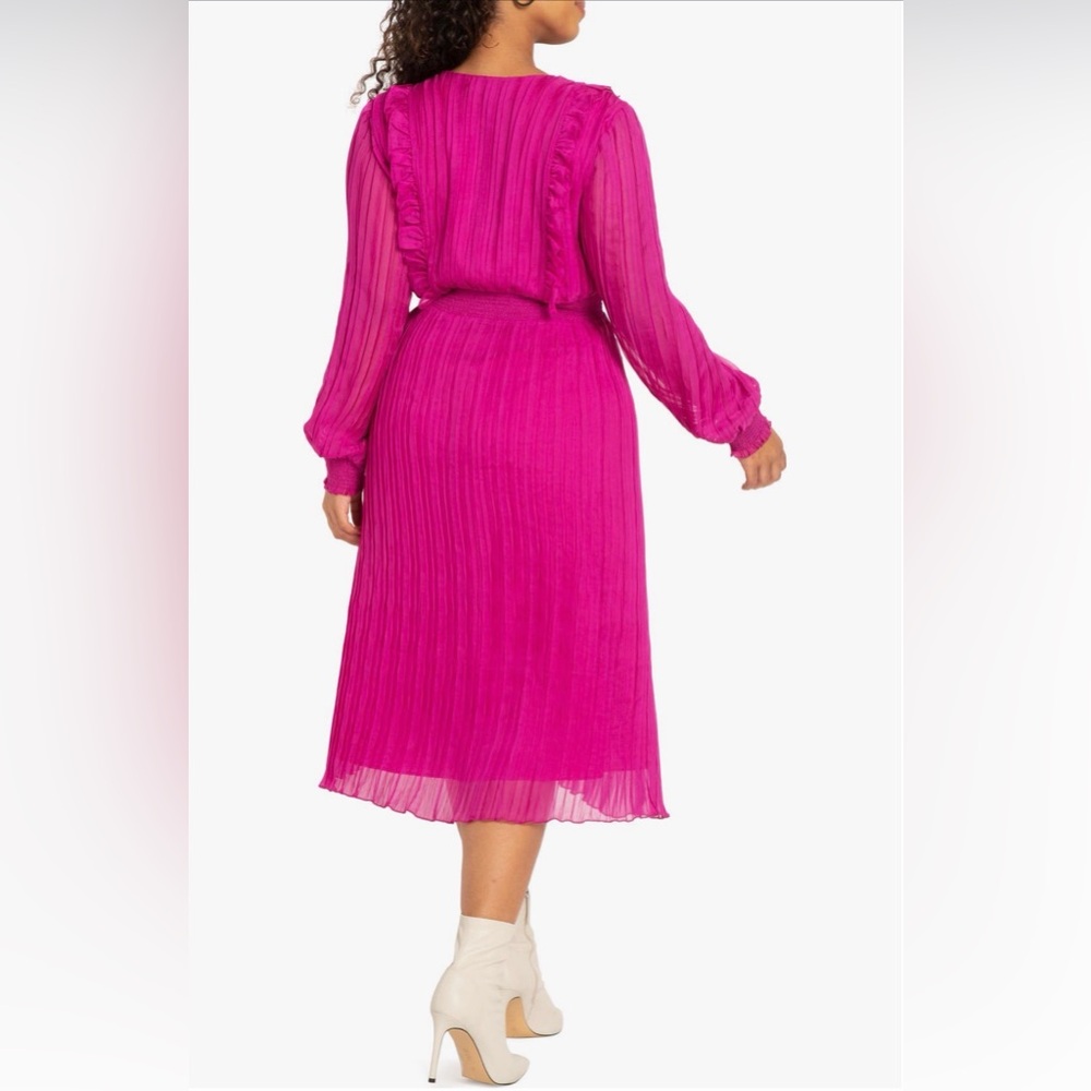 Eloquii Vibrant Fuchsia Long Sleeve Dress - Picture 2 of 6